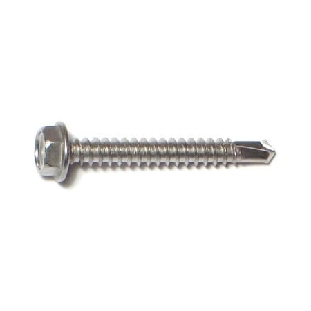 Midwest Fastener Self-Drilling Screw, #8 x 1-1/4 in, Zinc Plated Stainless Steel Flange Hex Head External Hex Drive 09845